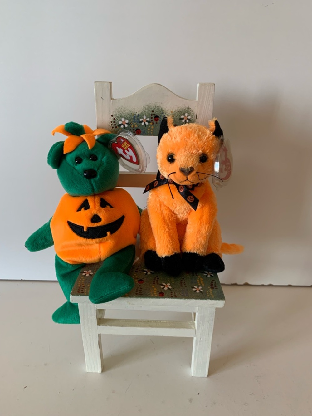 Ty Plush Halloween Tricky the Bear and Scared- e the Cat
